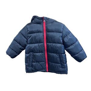 Wonder Nation Toddler Puffer Winter Jacket Black With Red Zipper Size 3T